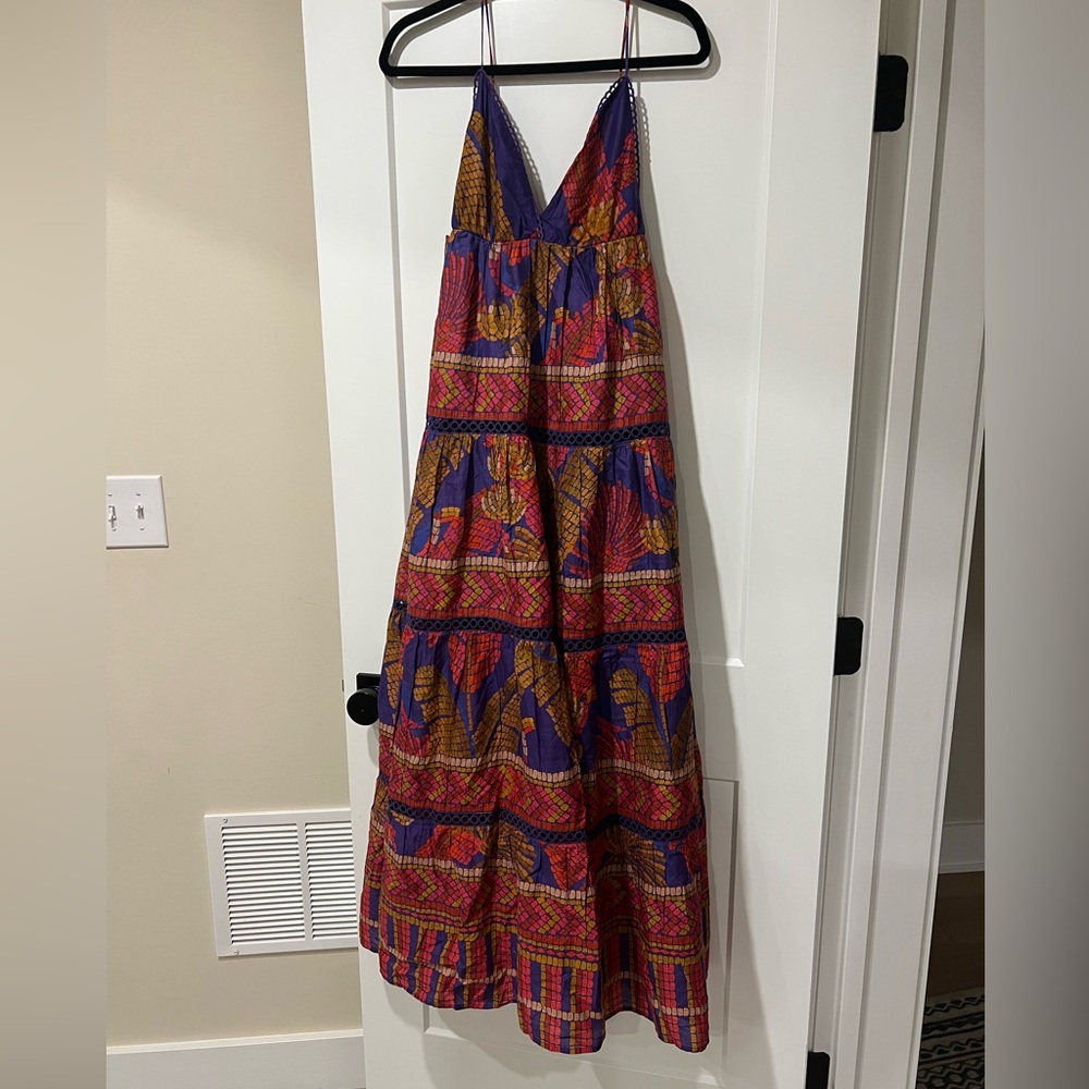 Farm Rio Forest Mosaic Cotton Voile Maxi Dress NWOT